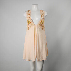 Alice McCall Peach Floral Mesh Tunic Top Mini Dress Size 4